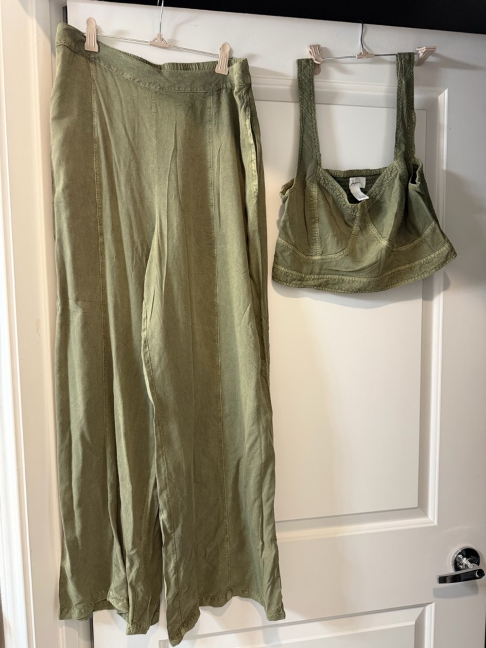 Japna Olive Green Smocked Top with Wide Strap Detail